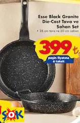 ESSE BLACK GRANİTE DİE-CAST TAVA VE SAHAN SET 26 CM TAVA VE 20 CM SAHAN